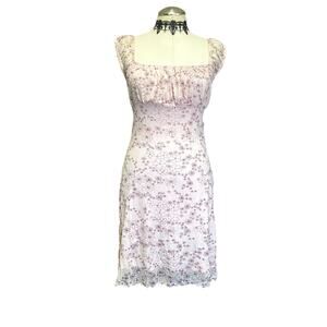 Vtg Y2K Taboo Coquette Fairy Core Pink Floral Tie Milkmaid Mini Dress *modded*